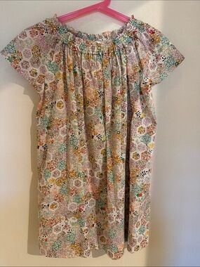 Bonpoint Floral Patchwork Smocked Neck Cotton Dress - Pink, Green, Yellow